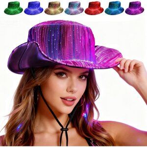 Women's Led Light Up Bucket Hat With 7 Color Modes & Rave Party Cowgirl Hat